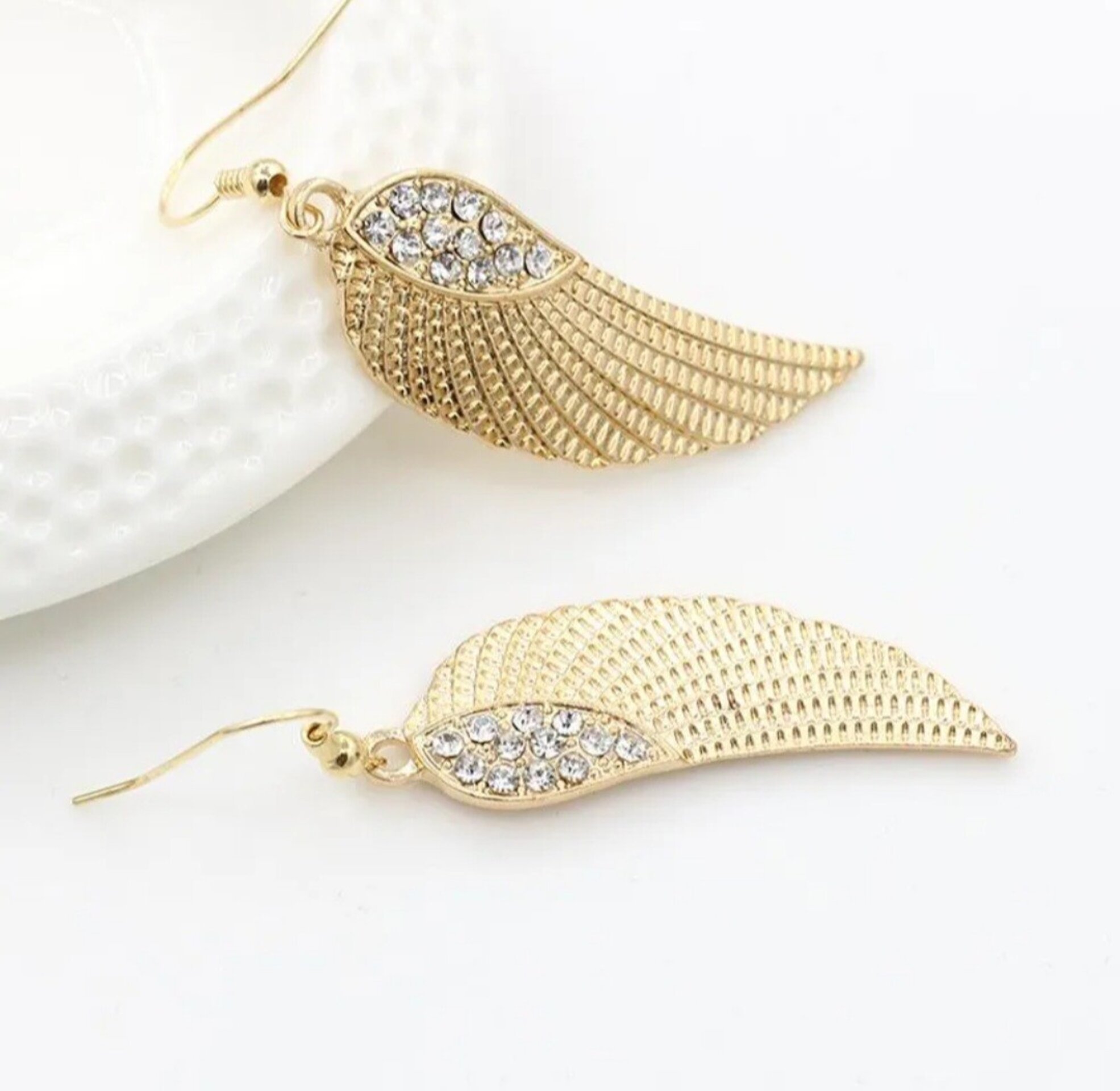 PENDIENTES ALA DORADOS CON BRILLANTES - 2