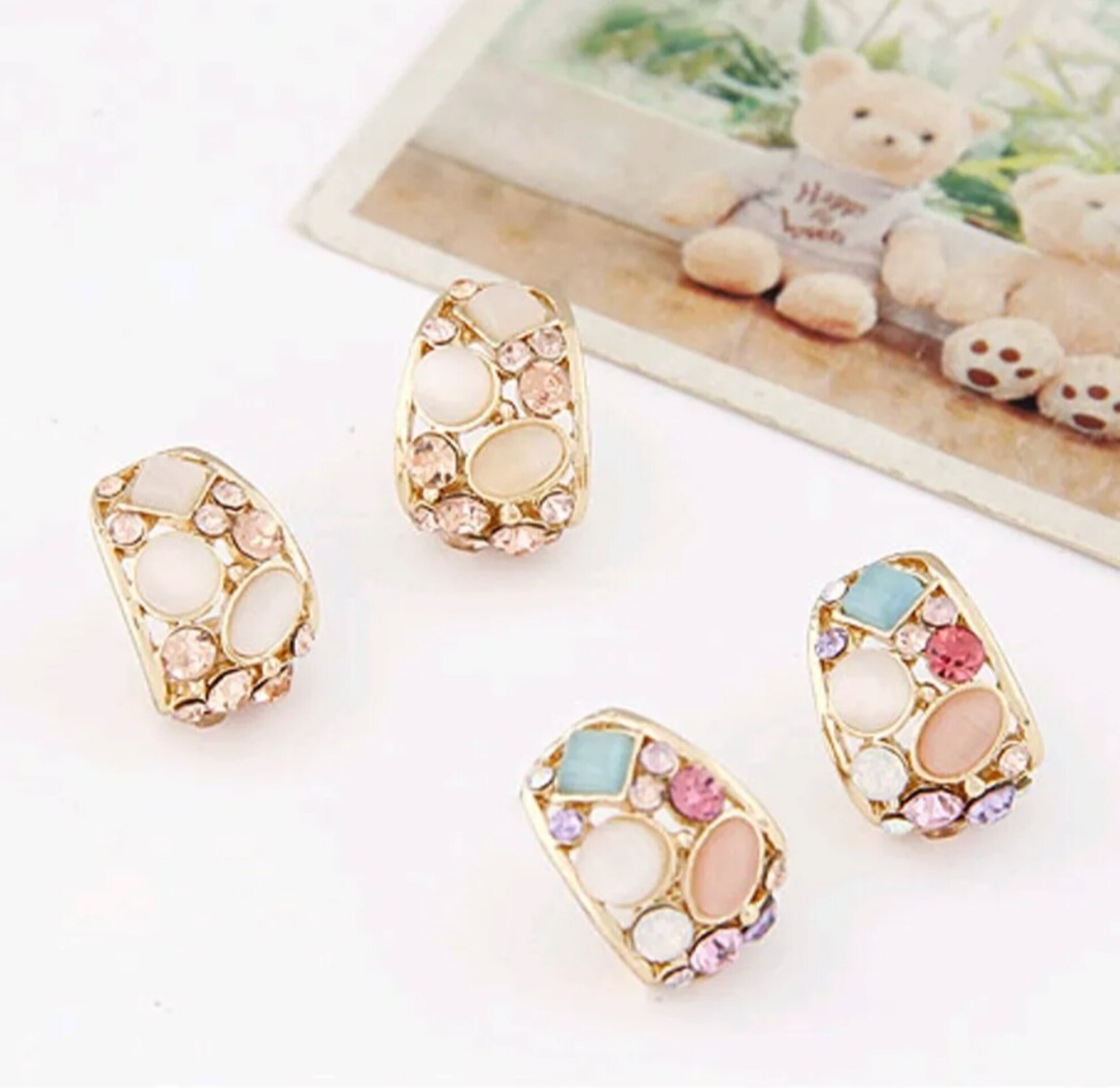 PENDIENTES PIEDRA COLOR NUDE - 2
