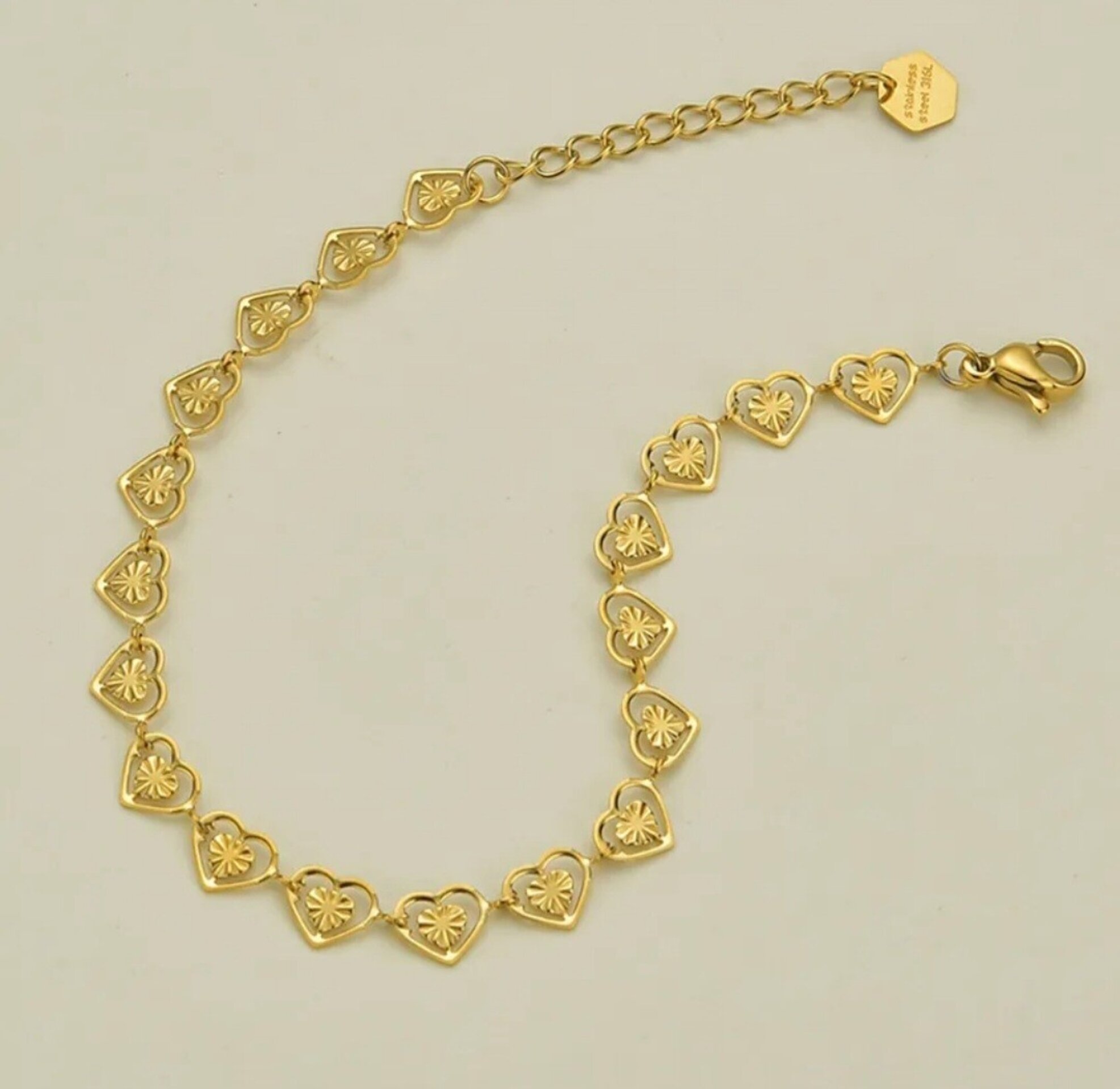 PULSERA CORAZONES ACERO INOXIDABLE - 3